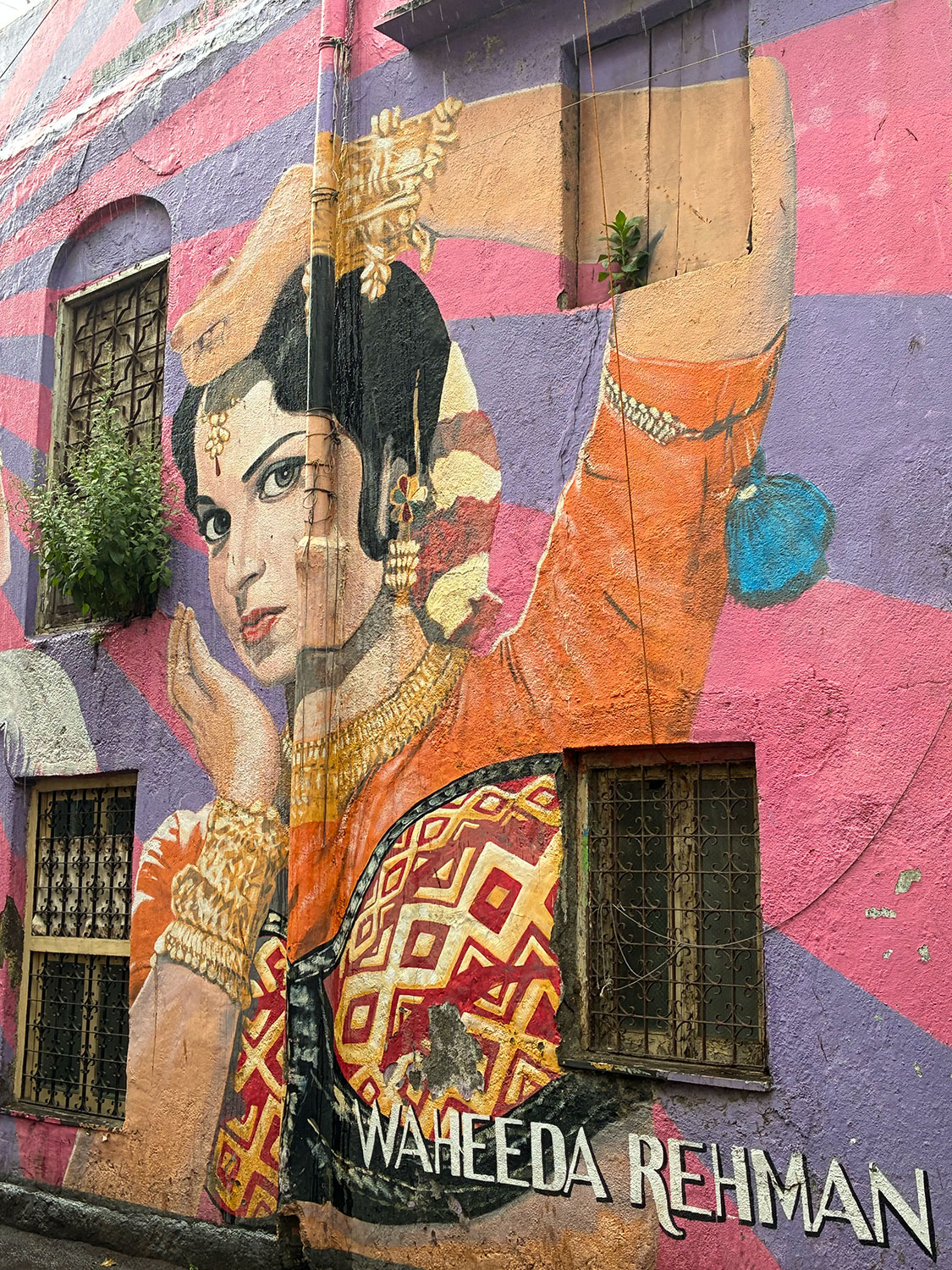 A Bollywood mural in the Portuguese neighborhood of the Ranwar Village